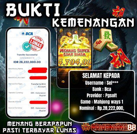 BUKTI KEMENANGAN MEMBER SETIA RAJABINTANG88 DIBAYAR LUNAS