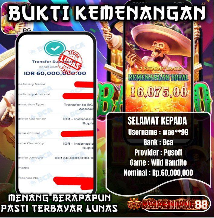 BUKTI KEMENANGAN MEMBER SETIA RAJABINTANG88 DIBAYAR LUNAS